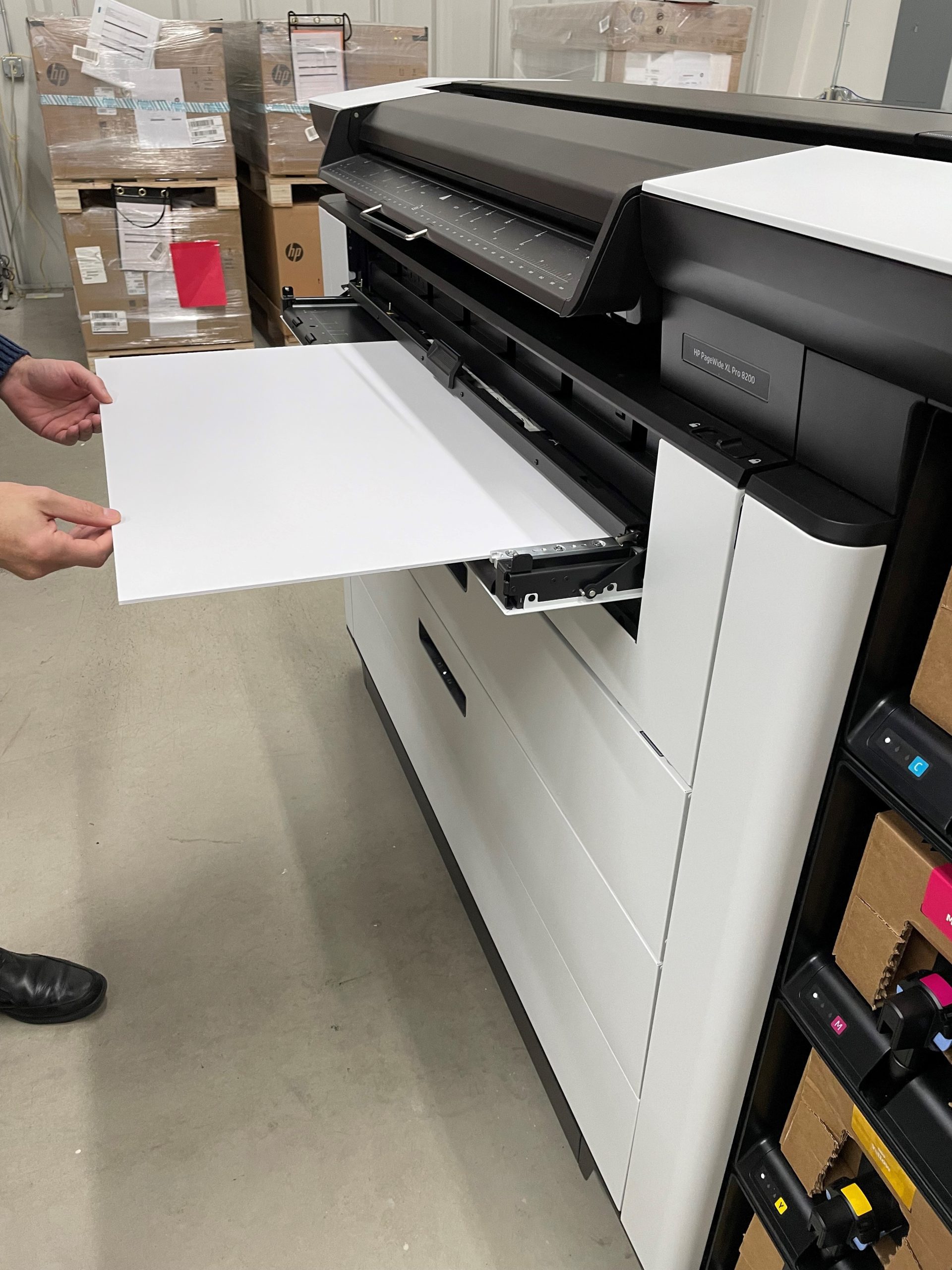HP PageWide XL Pro printing on foam board.