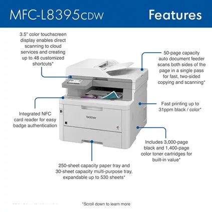Brother Workhorse Series - MFC-L8395CDW Color MFP - Image 2